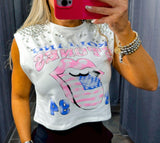 3314 Rolling stones crop top