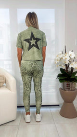 1580 Leopard star print jacket and jogger set