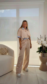 5582 Collar neck sweater and pants set