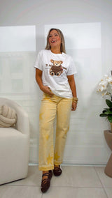 135 Crochet heart bear print top