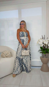 3957 Back tie band tube jumpsuit
