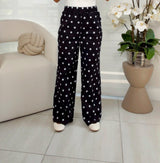 0576 Polka dot print denim pants