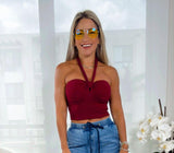 J443 Strapless ribbed crop top