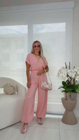 0021 Top and wide leg pants set