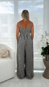 2727 Gingham wide leg jumpsuit