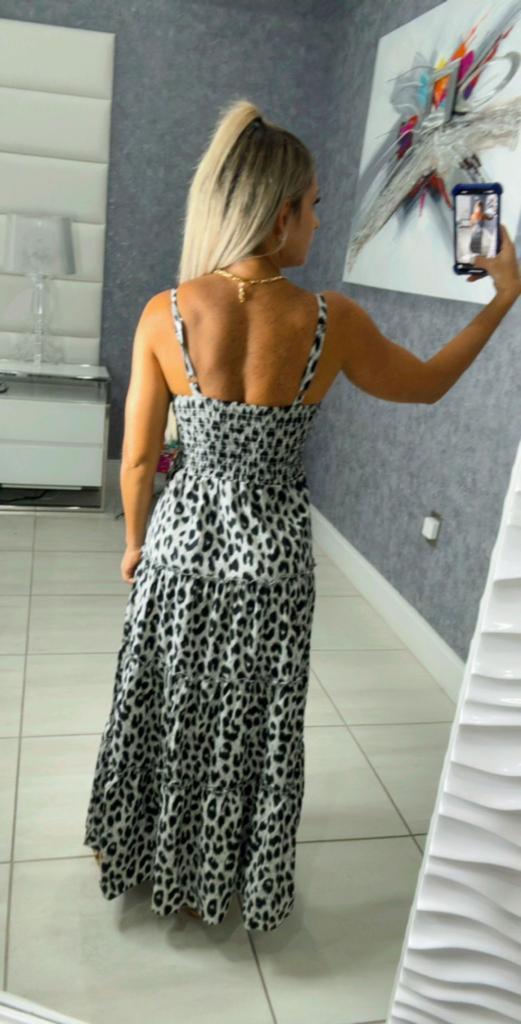 2207 Leopard print long dress