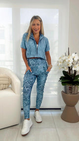 1580 Leopard star print jacket and jogger set
