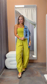S313 Linen smocked tube jumpsuit