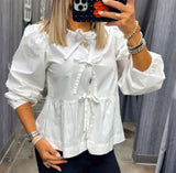 2894 Long sleeve poplin bow tie blouse