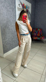 3719 Pants with denim waist