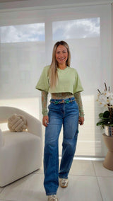 3002 Lace and crop top bodysuit