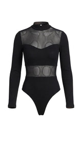 1480 Mock neck mesh longsleeve bodysuit