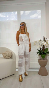 1166 Lace detail top and pants set