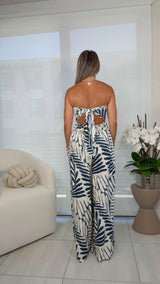 3957 Back tie band tube jumpsuit