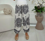 2934 Printed double waist bubble pants