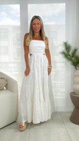 4678 Open back cut out woven dress