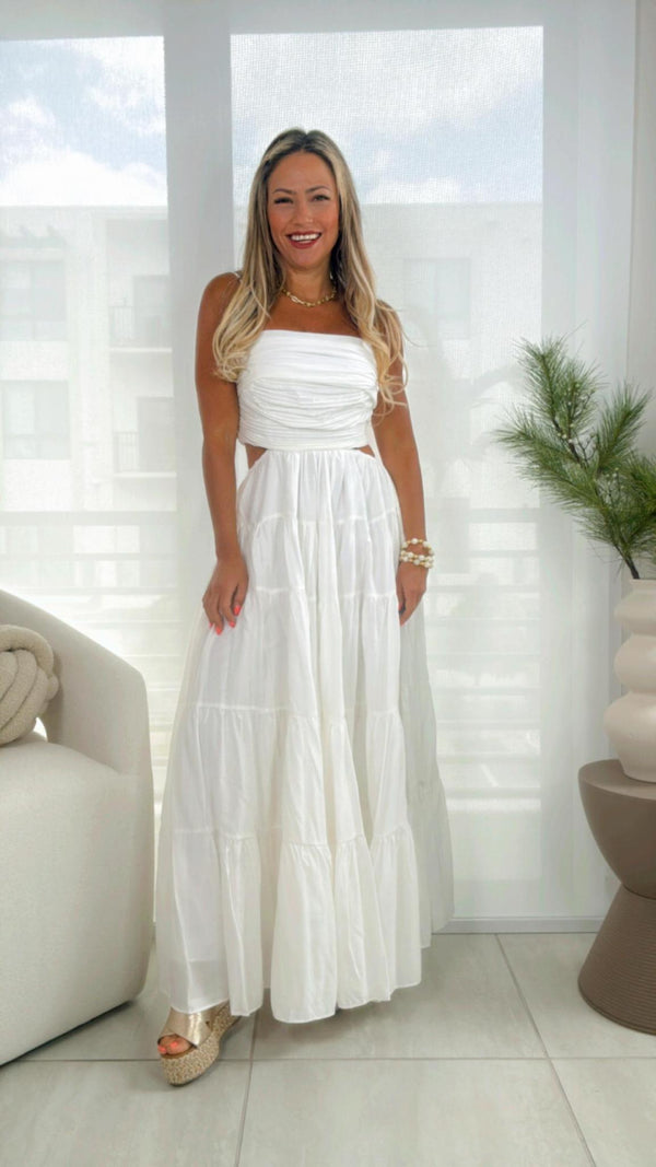4678 Open back cut out woven dress