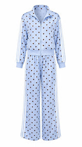2006 Polka dot satin jacket and pants set