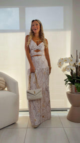 1767 Star snake print open front maxi dress