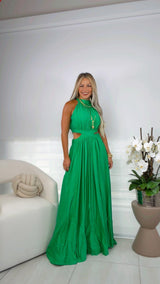 3944 Side cut out solid maxi dress