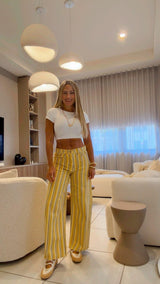 5961 Color stripe barrel pants