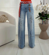 1880 Wide leg pants with pins and belt