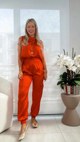0322 Jogger satin and pants set