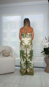 9239 Printed jumpsuit strapless