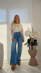 5391 Western twist wide denim pants