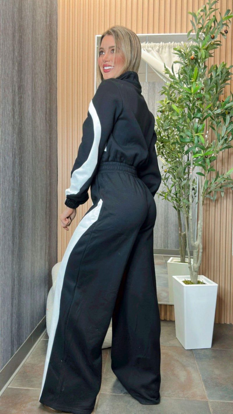 5074 Wide leg contrast jumpsuit