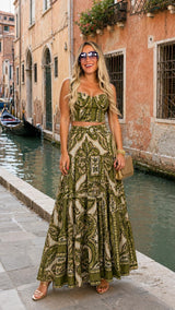 9825 Bustier top and maxi skirt set