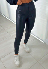 BQ01 Shiny leggings with zipper KIUT