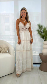 863 Crochet and eyelet maxi dress