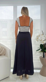3302 Contrast stripe midi dress