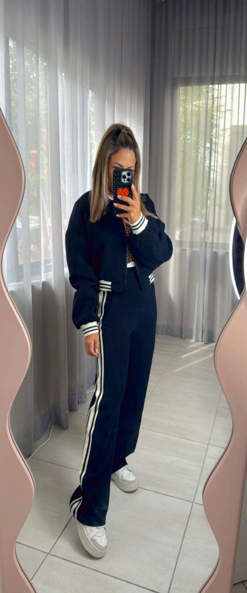 9817 Contrast taping bomper jacket and trouser set