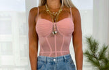 4760 Mesh ruched bra corset bodysuit