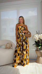 3184 Smocked tube wide leg jumpsuit