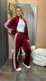 K003 Velvet jacket and side stripe pants set*