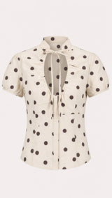 7752 Dot tie-front blouse