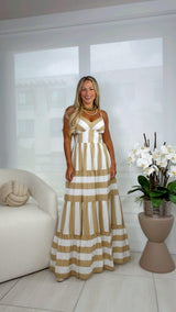 2193 Printed stripe woven maxi dress