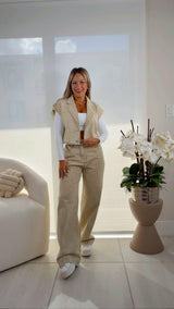 3002 Washed denim vest and pants set