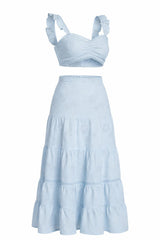 6013 Eyelet long skirt set