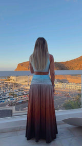 1836 Organic waves print body and maxi skirt set Kiut