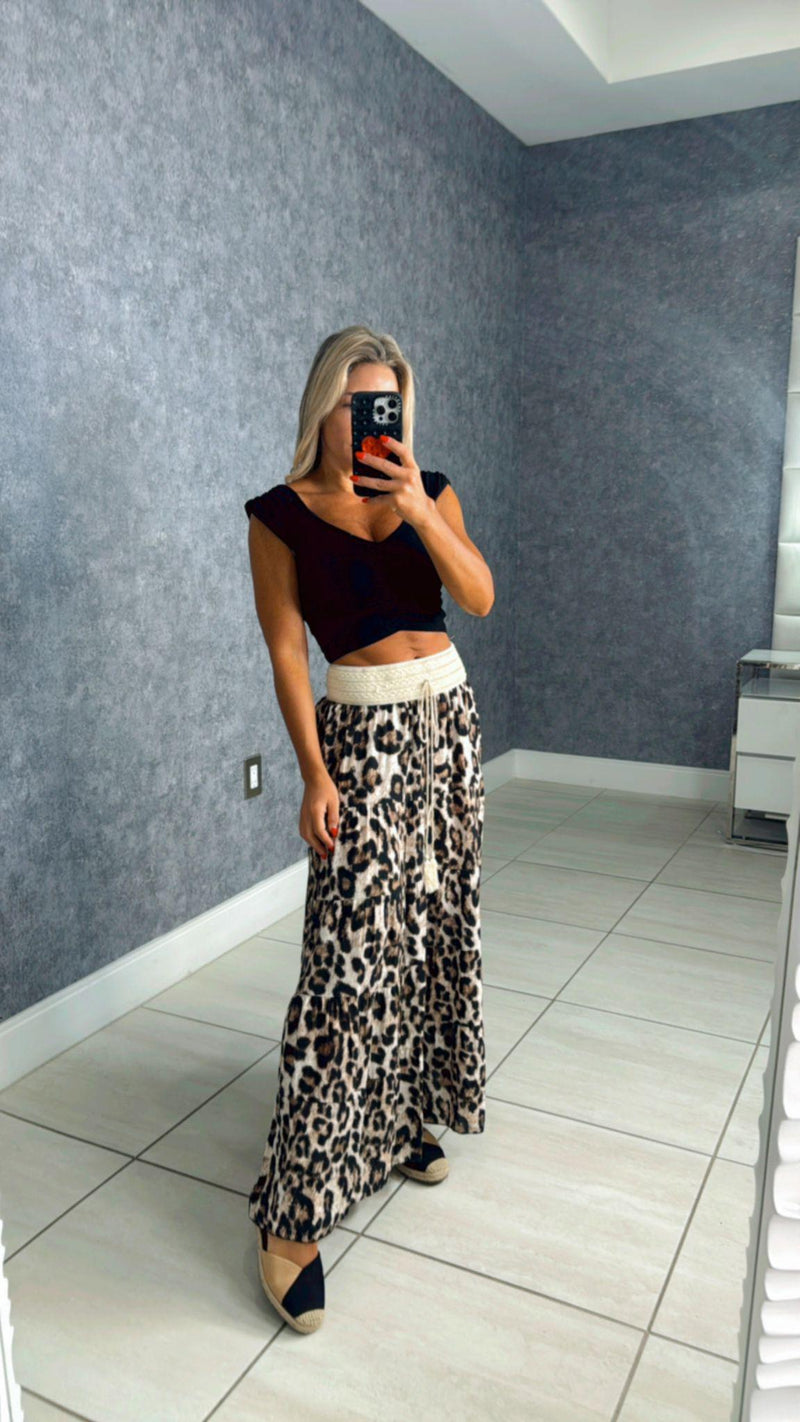 9160 Leopard print maxi skirt