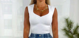 4043 Cinched front capsleeve top