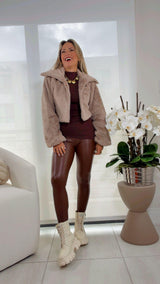 Y500 Bunny cropped faux fur coat jacket