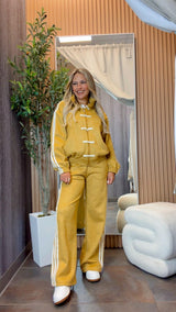 5636 Suede mandarin jacket and pants set