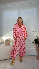 7058 Polka dot jacket and jogger set