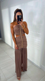 3702 Lurex mesh w chain trim dress