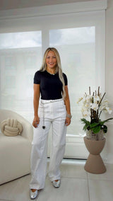 3166 Mini polka dots on side barrel pants